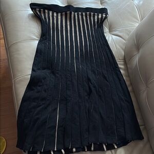 Max Studio Black Ribbed Strapless Bodycon Dress